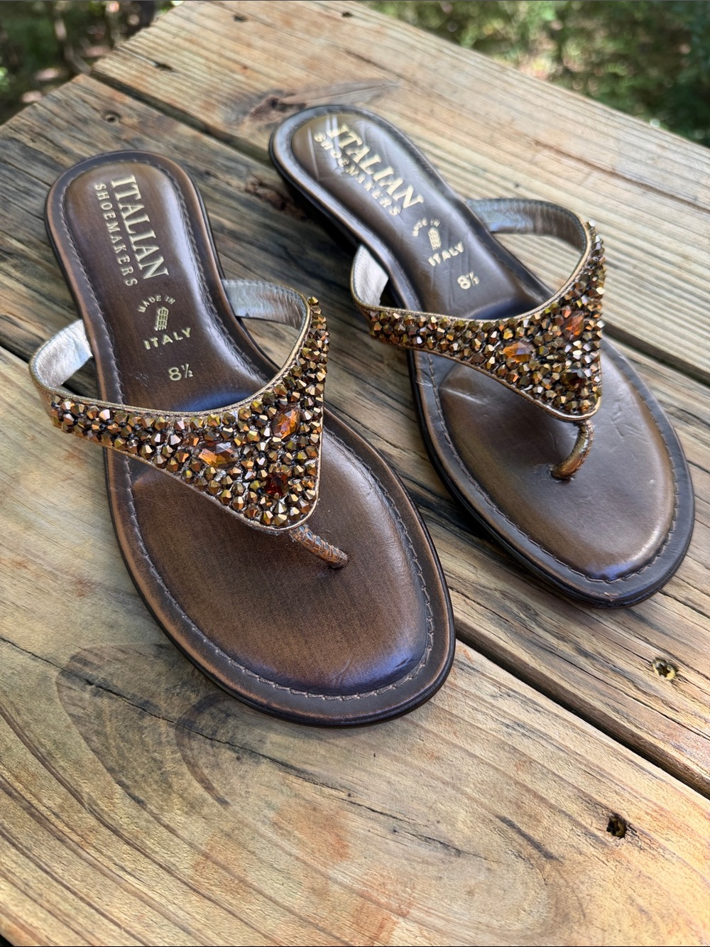 ITALIAN SHOEMAKERS BEADED THONG SANDALS